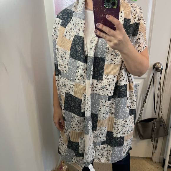 Zaful Accessories - PATCHWORK DITSY FLORAL COTTAGECORE PRAIRIE ACARF NWT ZAFUL BIEGE BLUE WHITE NEW